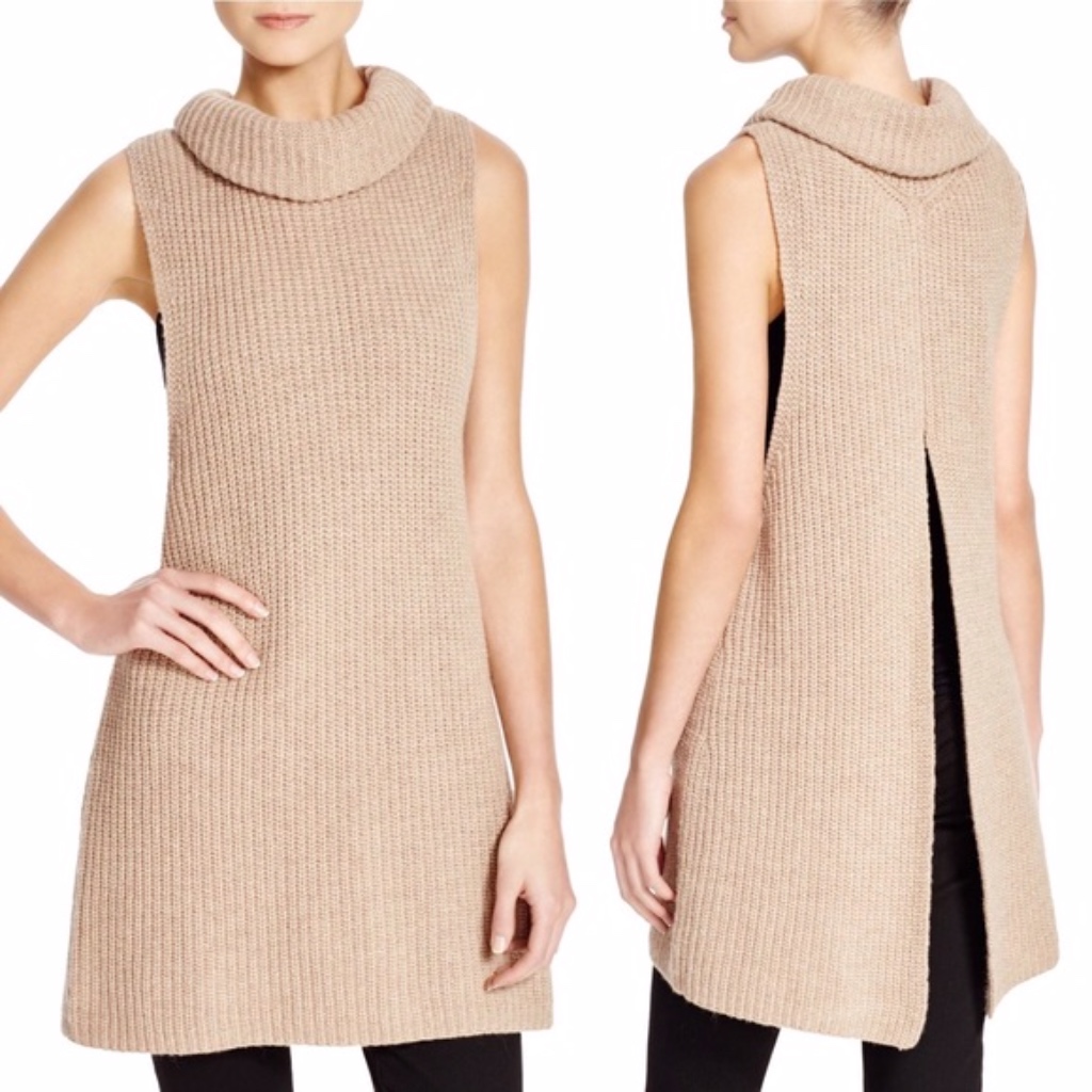 Free People Tan Cowl Neck Sweater